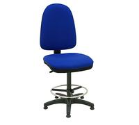 La Silla de Claudia Centrosilla Taburete Giratorio Oficina ergonómico Torino, con pies fijos (Tacos), Regulable en Altura y Profundidad, aro reposapiés Cromado Regulable - (Azul)