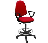 La Silla de Claudia LSC Taburete Giratorio Ergonómico/Mod Torino (Respaldo y Reposapiés Regulable) - con Brazos Fijos y Ruedas. (Rojo)