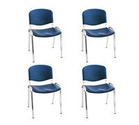 La Silla de Claudia: Modelo ISO Estilo Confidente | Sillas Apilables de Oficina, Sala de Espera y Despacho | Silla de Plástico Polipropileno (Sillas Pack 4) | CHASIS Acero Cromado | Azul