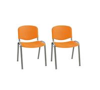 La Silla de Claudia: Modelo ISO Estilo Confidente | Sillas Apilables de Oficina, Sala de Espera y Despacho | Silla de Plástico Polipropileno (Sillas Pack 2) | CHASIS Acero Gris | Naranja
