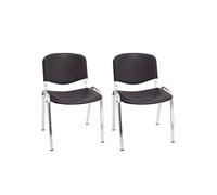 La Silla de Claudia: Modelo ISO Estilo Confidente | Sillas Apilables de Oficina, Sala de Espera y Despacho (Sillas Pack 2) | Asiento de Polipropileno | Patas de Acero Cromado | Color Negro