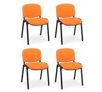 La Silla de Claudia: Modelo ISO | Sillas Apilables de Oficina, Sala de Espera y Despacho | Silla tapizada con Acolchado Especial (Sillas Pack 4) | CHASIS Negro | Color Naranja