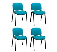 La Silla de Claudia: Modelo ISO | Sillas Apilables de Oficina, Sala de Espera y Despacho | Silla tapizada con Acolchado Especial (Sillas Pack 4) | CHASIS Negro | Color Agua Marina