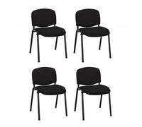 La Silla de Claudia: Modelo ISO | Sillas Apilables de Oficina, Sala de Espera y Despacho | Silla tapizada con Acolchado Especial (Sillas Pack 4) | CHASIS Negro | Color Negro