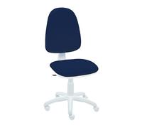 La Silla de Claudia - Silla ergonomica Escritorio Torino con Chasis Blanco| Ideal como Silla Escritorio | Altura Ajustable y Giratorio para Escritorio u Oficina | Sin Reposabrazos | Azul Oscuro