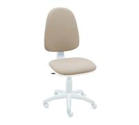 La Silla de Claudia - Silla ergonomica Escritorio Torino con Chasis Blanco| Ideal como Silla Escritorio | Altura Ajustable y Giratorio para Escritorio u Oficina | Sin Reposabrazos | Beige