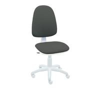 La Silla de Claudia - Silla ergonomica Escritorio Torino con Chasis Blanco| Ideal como Silla Escritorio | Altura Ajustable y Giratorio para Escritorio u Oficina | Sin Reposabrazos | Gris