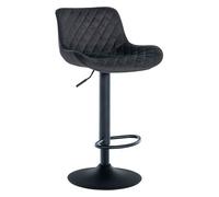 La silla de cocina ajustable en altura está tapizada en tela, terciopelo o polipiel. su tapizado cuenta con costuras decorativas en forma de rombo que aportan un toque elegante al asiento. la base es