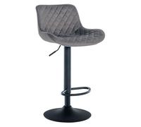 La silla de cocina ajustable en altura está tapizada en tela, terciopelo o polipiel. su tapizado cuenta con costuras decorativas en forma de rombo que aportan un toque elegante al asiento. la base es 