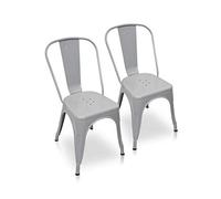 La Silla Española - Pack 2 Sillas estilo Tolix con respaldo. Color Gris Industrial. Medidas 85x54x45,5