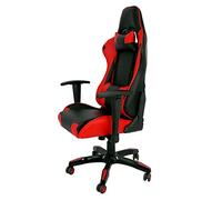 La Silla Española Peñiscola Silla de Oficina Gaming con Reposabrazos, Piel Sintética, Negro y Rojo, 51x48x130 cm