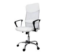 La Silla Española Santander Oficina con Reposacabezas, Piel_sintética, Blanco, 52x55x118 cm