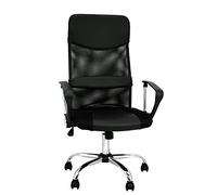 La Silla Española Santander Oficina con Reposacabezas, Piel_sintética, Negro, 52x55x118 cm