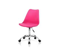 La Silla Española Modelo Sanabria Silla de Escritorio con Ruedas, Acabado en Rosa. ABS y Silla Acolchada en PU (simil Polipiel)