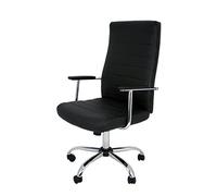 La Silla Española - Silla de Oficina o Estudio Estilo Director con reposabrazos, Respaldo tapizado y Base cromada con Ruedas deslizantes, Color Negro, Modelo Patones, 50x47x116 cm