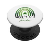 La Suerte de ser Maestra: Día de San Patricio, Shamrock Rainbow PopSockets PopGrip Adhesivo