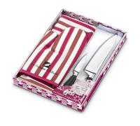 La Table d'Albert 009950 - Juego de 4 Piezas de Cocina (Incluye Cuchillo de Chef, Cuchillo mondador de Acero Inoxidable, Delantal y manopla), Color Fucsia