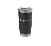 La tarjeta de latido del corazón de la bandera del arco iris LGBT del póker se adapta a la línea Vaso térmico de acero inoxidable de doble pared