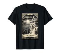La Tarjeta del Tarot del Gato Selfie invasión OVNI Alien Cat Lover Camiseta