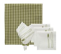 La Tavola & Oliva Set Textil 4 Servilletas + 1 Mantel Oliva/Verde