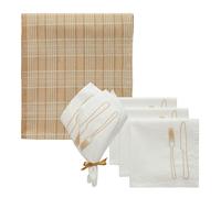 La Tavola & Rita Set Textil 4 Servilletas + 1 Mantel Blanco/Beige/Latte