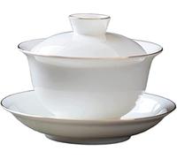 La taza， Cuencos, juego de té kung fu, cuenco cubierto, taza, sebo, jade, porcelana blanca, Gaiwan, sopera cerámica hecha a mano, vajilla for el hogar, viaje(C 120ml)