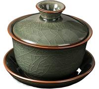 La taza， Cuencos, juego de té kung fu, cuenco cubierto, taza tradicional cerámica agrietada con hielo, Gaiwan for el hogar, viaje, vajilla china(Multicoloured)