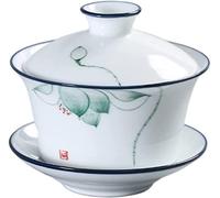 La taza， Juego de té Kung Fu, cuenco cubierto, taza china retro pintada a mano, Gaiwan cerámica, sopera hecha a, vajilla porcelana(A 10.5x9.5cm 230ml)