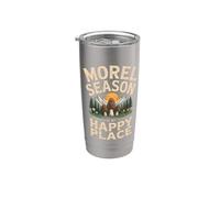 La Temporada De Morel Es Mi Lugar Feliz Recolector De Setas Vaso térmico de acero inoxidable de doble pared
