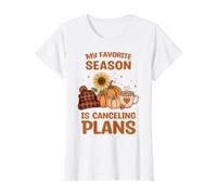 La Temporada Favorita está cancelando Planes de café de Calabaza de otoño Camiseta gráfica económica, Mujer, Blanco, L