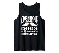 La terapia de Cornhole y perros es costosa amante de Cornhole Camiseta sin Mangas