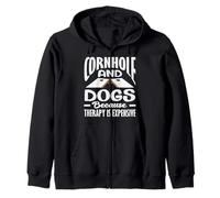 La terapia de Cornhole y perros es costosa amante de Cornhole Sudadera con Capucha
