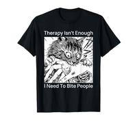 La Terapia no es Suficiente Necesito morder a la Gente Gato Japonés Meme Camiseta