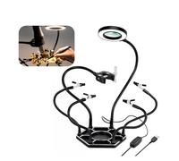 la tercera mano 6 uds brazos flexibles PCB soporte estaciones de soldadura mano de ayuda 3X lupa LED lupa herramienta de reparación (Color : 7L-B Welding Stand)