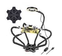 la tercera mano Helping Hands Soldadura Tercera Mano 0-55mm Ajuste PCB Soporte Herramienta con 3X Lámpara de aumento LED for reparación electrónica (Color : N-SH6M-BK9)