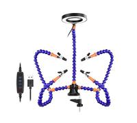 la tercera mano Herramienta de soldadura de tercera mano, 8 brazos flexibles, asistente de mano de ayuda, plataforma de sujeción manual for reparación/soldadura electrónica (Color : 5 arms with light
