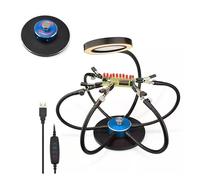 la tercera mano Manos de ayuda for soldadura múltiple, lupa con luz LED USB, 6 uds., brazos flexibles, estación de soldadura, herramienta de reparación de soldadura (Color : SN6AB-USB)