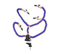 la tercera mano Manos de ayuda for soldar, herramienta de PCB de tercera mano, 3 brazos flexibles, Clips giratorios, ensamblaje de soldadura y Base de abrazadera de escritorio estable (Color : Blue)