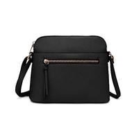 LA TERRE Bolso bandolera de moda con cremallera frontal y amplio bolsillo funcional, ligero y suave de piel vegana mediana