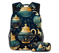 La tetera árabe se mantiene a la moda y organizada con este juego de mochila escolar de 2 piezas para niños, niñas y adolescentes, tu mejor bolsa de viaje para libros, Multicolor#05, B：29.4x20x40cm\