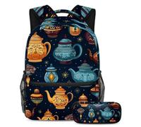 La tetera árabe se mantiene a la moda y organizada con este juego de mochila escolar de 2 piezas para niños, niñas y adolescentes, tu mejor bolsa de viaje para libros, Multicolor#06, B:29.4x20x40cm\