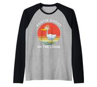 La tía Goose anda Suelta, Divertida tía de Verano, tonta Ganso Camiseta Manga Raglan