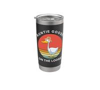 La tía Goose anda suelta, divertida tía de verano, tonta ganso Vaso térmico de acero inoxidable de doble pared
