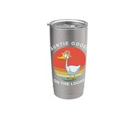 La tía Goose anda suelta, divertida tía de verano, tonta ganso Vaso térmico de acero inoxidable de doble pared