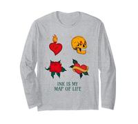 La Tinta es mi Mapa de la Vida (gráfico de Tatuaje) Manga Larga