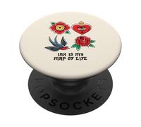La Tinta es mi Mapa de la Vida (gráfico de Tatuaje) PopSockets PopGrip Adhesivo