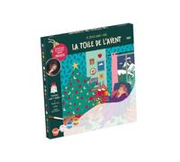 La toile de l'Avent: 24 jours avant Noël. Coffret avec 24 peintures dont 1 dorée , + 1 tableau toilé, 1 pinceau et 1 feuillet guide du peintre