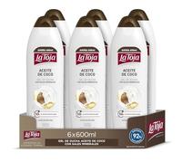 La Toja Gel de Ducha Aceite de Coco, pack de 6 de 600 ml (3600 ml), Piel Suave, Cuidada y Llena de Vitalidad, Protege Frente la Sequedad