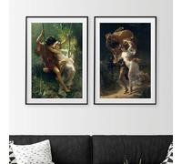 La tormenta de Pierre Auguste Cot Pintura sobre lienzo Póster Tiempo de primavera Impresión artística clásica Imágenes de la galería Decoración de la habitación 19,6 "x 27,5" (50x70 cm) x2 Sin marco