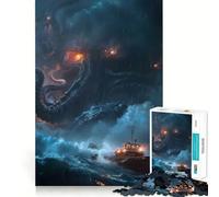La tormenta del Kraken para Adultos, Rompecabezas de 1000 Piezas, Rompecabezas Mental, Divertido y Relajante, Montaje de imágenes, cálida Sorpresa 38x26cm